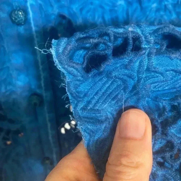 Soft Surroundings Womens Esme Cerulean Blue Embroidered Lace Tunic - Picture 2 of 7